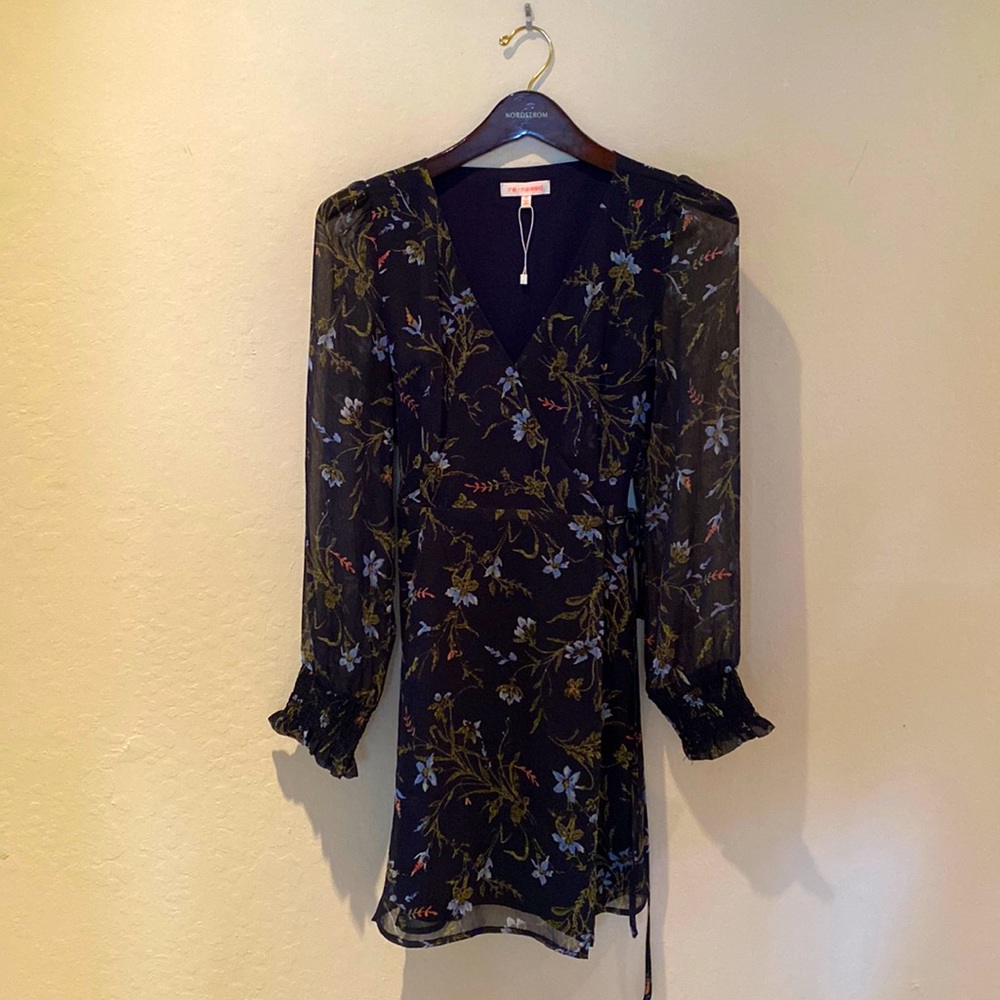 Re:Named blue floral wrap dress